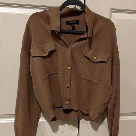 Tan  Cardigan with Gold Accents - Picture 1 of 3